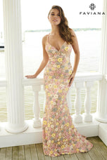 Faviana Floral Long Prom Dress 11000