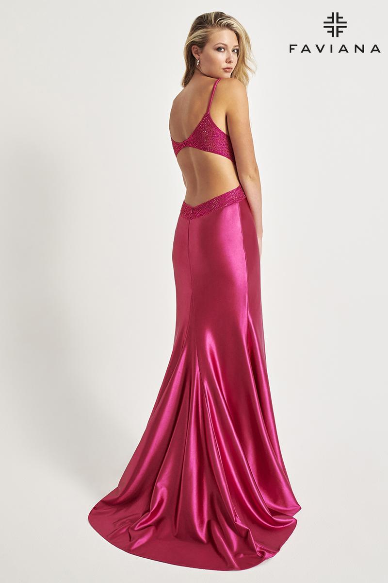 Faviana Satin Open Back Prom Dress 11008