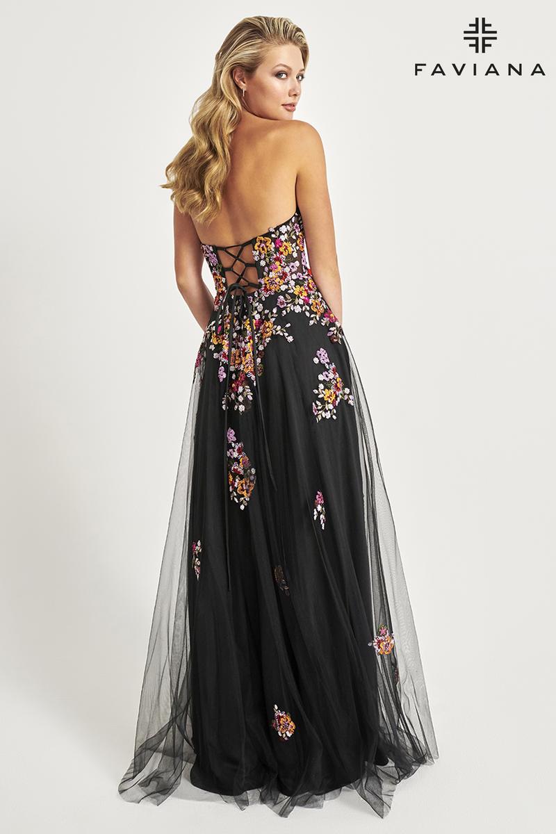 Faviana Floral A-Line Strapless Prom Dress 11028