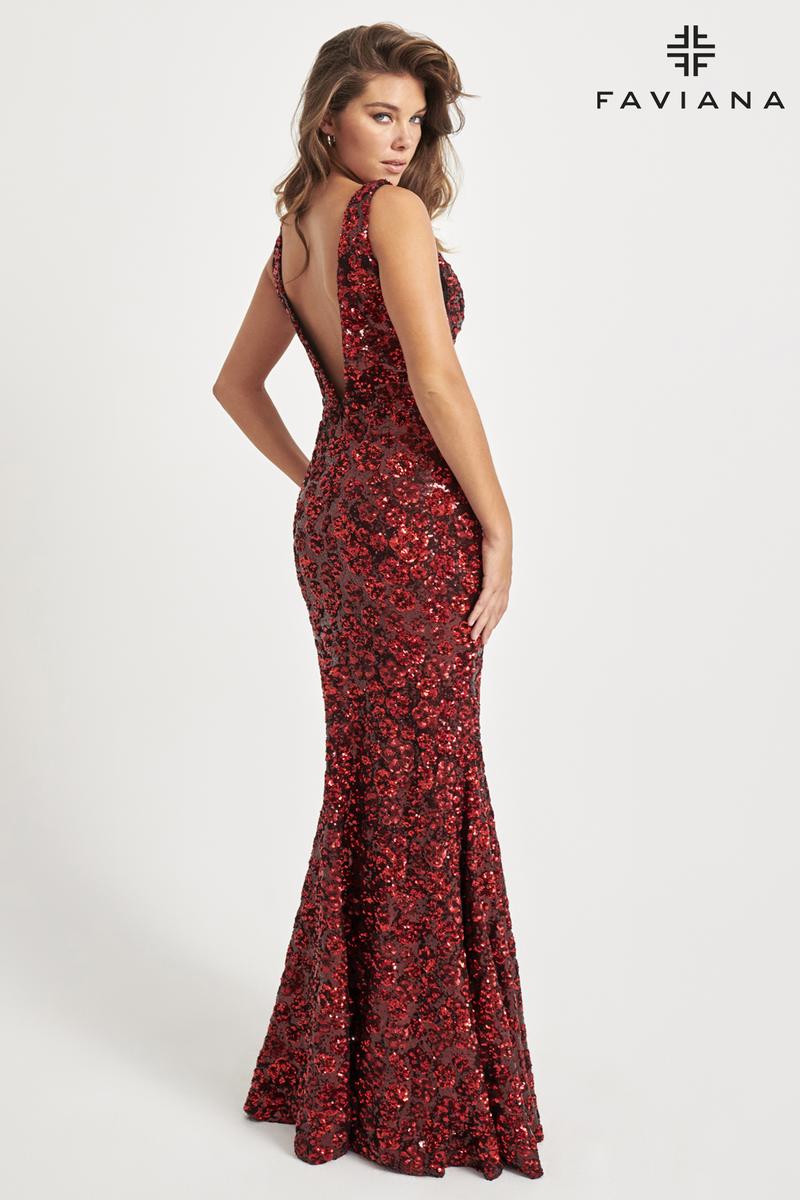 Faviana Floral Beaded Long Prom Dress 11038