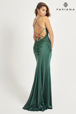 Faviana V-Neck Lace-up Back Prom Dress 11070