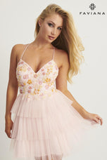 Faviana Floral Tulle Homecoming Dress 11125