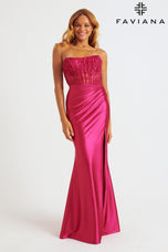 Faviana Ruched Illusion Corset Prom Dress 11246