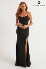 Faviana Scoop Neck Charmeuse Prom Dress 11264