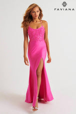 Faviana Scoop Neck Charmeuse Prom Dress 11264