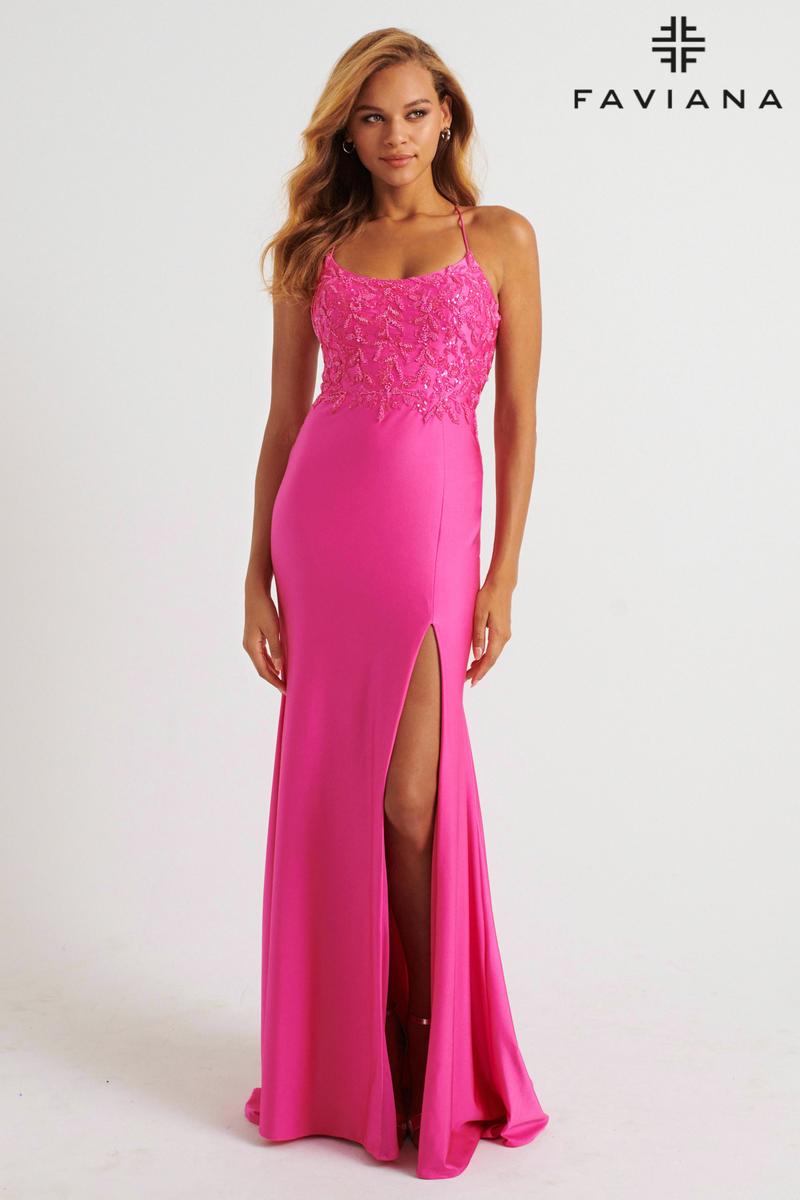 Faviana Scoop Neck Charmeuse Prom Dress 11264