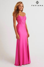 Faviana Scoop Neck Charmeuse Prom Dress 11264