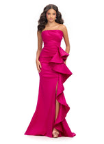 ASHLEYlauren Strapless Side Ruffle Prom Dress 11751