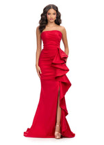 ASHLEYlauren Strapless Side Ruffle Prom Dress 11751