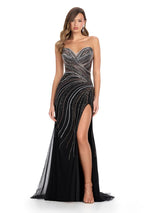 ASHLEYlauren Hotfix Strapless Prom Dress 11867