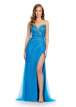 ASHLEYlauren Hotfix Strapless Prom Dress 11867