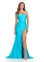 ASHLEYlauren Jersey Corset Wrap Skirt Prom Dress 11900