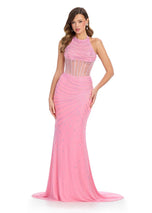 ASHLEYlauren Illusion Halter Corset Prom Dress 11927