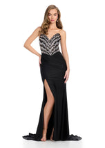 ASHLEYlauren Strapless Animal Print Prom Dress 11933