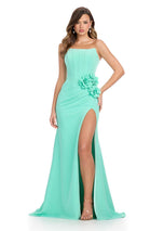 ASHLEYlauren Strapless Corset Rosette Prom Dress 11948