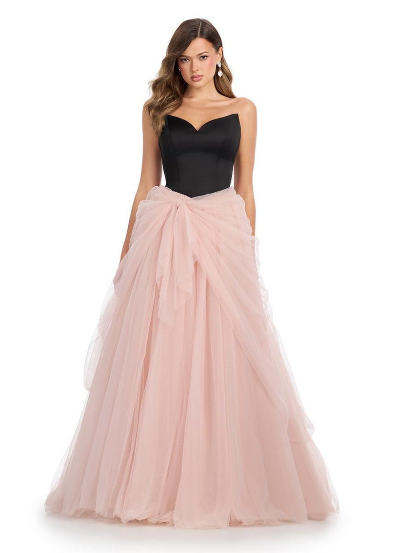 ASHLEYlauren Strapless Tulle Ball Gown Dress 11984