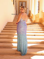 Primavera Plus Size Ombre Sequin Prom Dress 14042