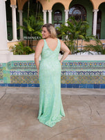 Primavera V-Neck Sequin Plus Size Prom Dress 14048