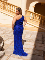 Primavera Plus Size One Shoulder Sequin Prom Dress 14049