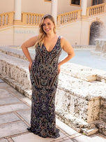 Primavera Curvy Beaded Prom Dress 14053