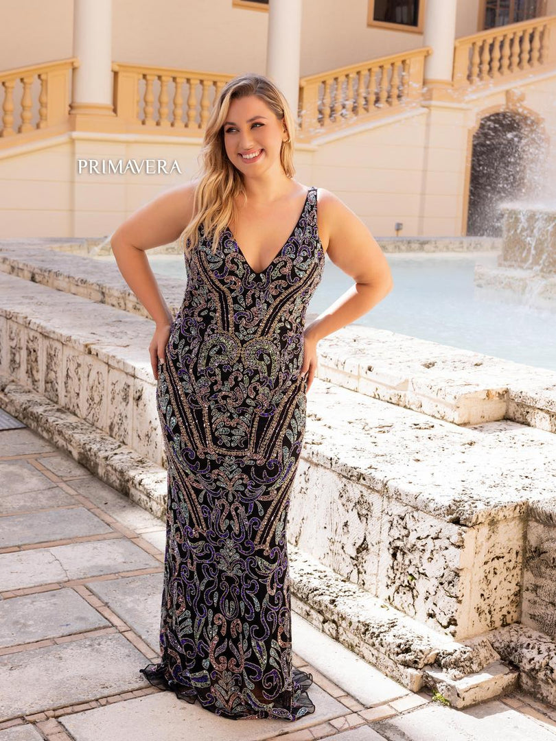 Primavera Curvy Beaded Prom Dress 14053