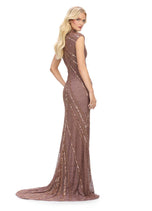 AshleyLauren Cap Sleeve Beaded Prom Dress 1624