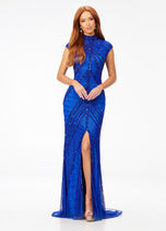 AshleyLauren Cap Sleeve Beaded Prom Dress 1624 - B