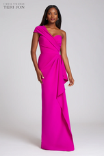 Teri Jon Stretch Crepe Side Drape Gown 219012