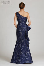 Teri Jon One Shoulder Jacquard Evening Dress 209064