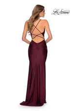 La Femme Long Tight Lace-up Dress 27501