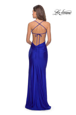 La Femme Long Ruched Jersey Dress 28296