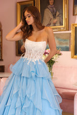 Ava Presley Illusion Lace Tiered Chiffon Prom Dress 29133