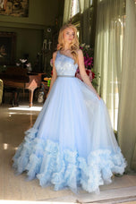 Ava Presley One Shoulder Ruffled Tulle Prom Dress 29527