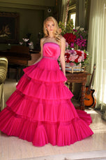 Ava Presley Strapless Tiered Tulle Prom Dress 29529