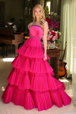 Ava Presley Strapless Tiered Tulle Prom Dress 29529