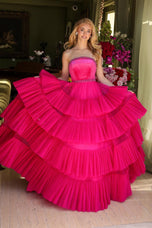 Ava Presley Strapless Tiered Tulle Prom Dress 29529