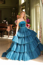 Ava Presley Strapless Tiered Tulle Prom Dress 29529