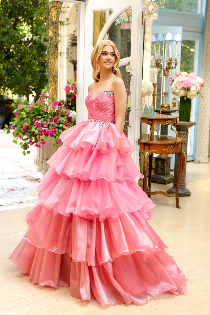 Ava Presley Strapless Ruffle Ball Gown Dress 29546