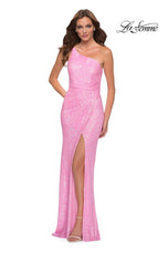 La Femme One Shoulder Glitter Dress 29654