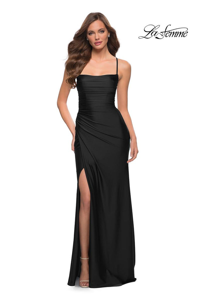 La Femme Long Simple Fitted Prom Dress 29710