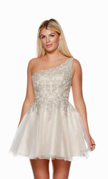 Alyce Paris A-Line One Shoulder Homecoming Dress 3150