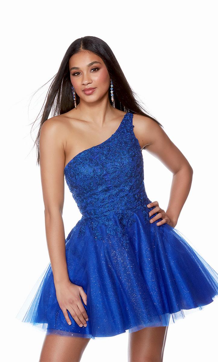 Alyce Paris A-Line One Shoulder Homecoming Dress 3150