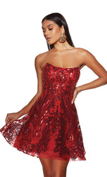 Alyce Paris Strapless Sequin HoCo Dress 3773