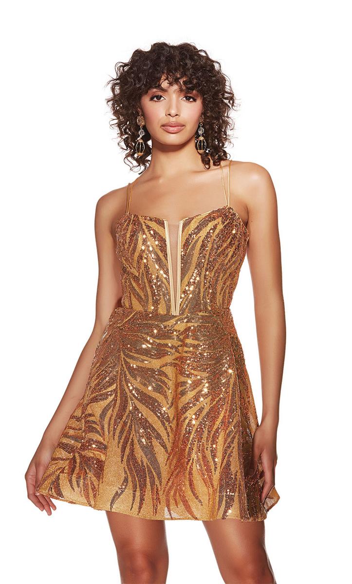 Alyce Paris A-Line Sequin Homecoming Dress 3783