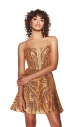 Alyce Paris A-Line Sequin Homecoming Dress 3783