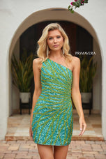 Primavera One Shoulder Beaded Homecoming Dress 4221