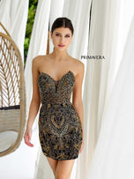 Primavera Peaked Bodice Beaded Homecoming Dress 4226