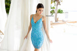 Primavera Beaded Scalloped Hem Homecoming Dress 4230