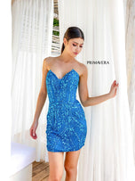 Primavera Strapless Beaded Homecoming Dress 4234