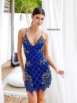 Primavera Lattice Lace-up Back Beaded Homecoming Dress 4251